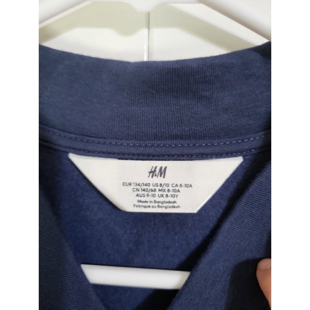 H&M Kids SZ 8-10 Navy Blue Sweatshirt Cardigan Uniform Gender Neutral Unisex - Picture 4 of 7